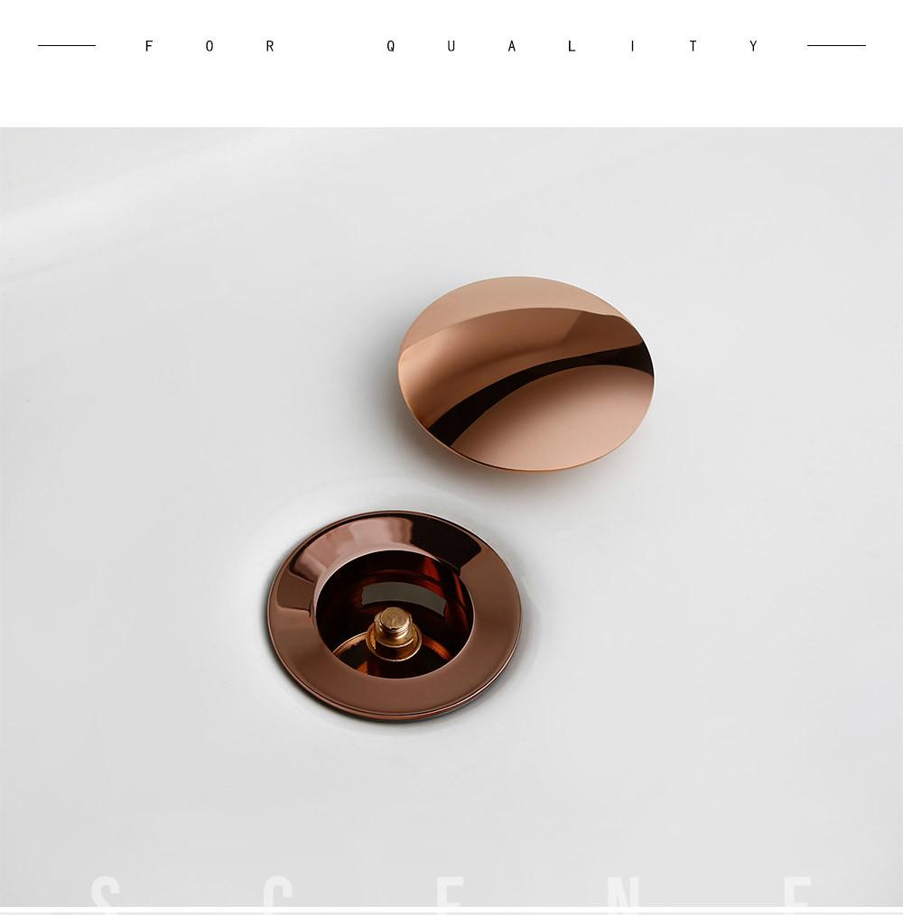 Brushed Rose Golden Basin Pop up Drainer Bathroom Drain with Overflow