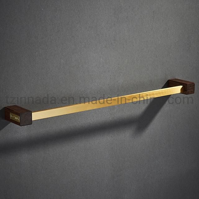 Wall Mounted Bathroom Hardware Sets Walnut Aluminum Brushed Gold Towel Bar (NC7824)