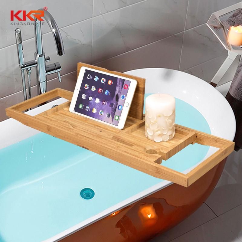 Wholesale Price Top Grade Natural Bamboo Bathtub Tray Caddy