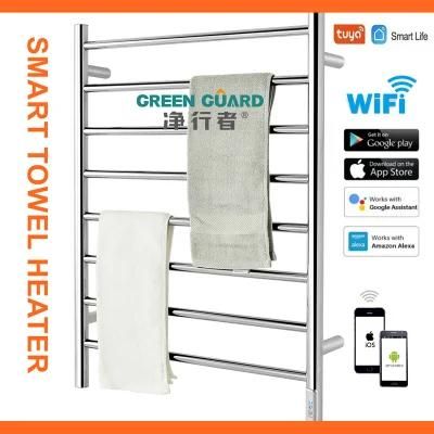 China Top 1 WiFi Ai Control Heated Towel Racks Factory Wholesales Price Bathroom Towel Rails WiFi Control