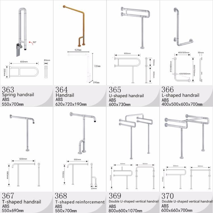 Stainless Steel Nylon Plastic Handle Straight Urinal Bath Tub Bathroom Handicap Safety Grab Rails Grab Bar for Elderly Shower Toilet