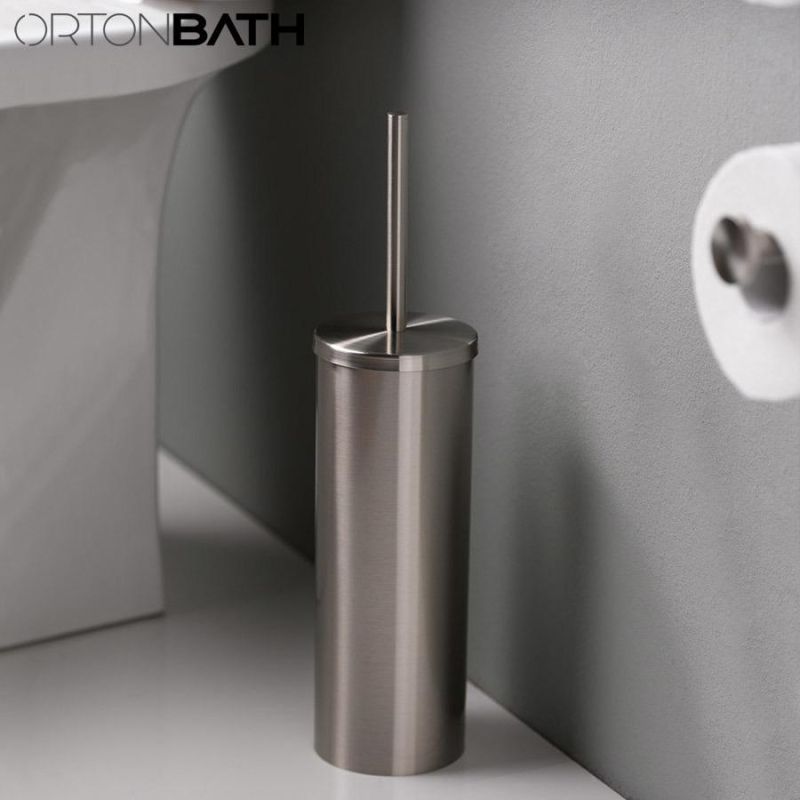 Ortonbath Cheap Bathroom Ring Square Stainless Steel Silicone Toilet Cleaning Brush Floor Standing Silicone Wall Hung Toilet Brush Holder Accessories