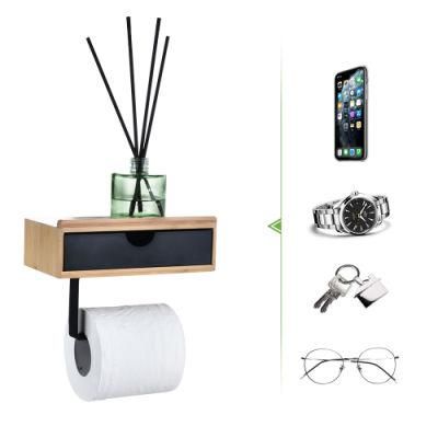 Wall-Mount Toilet Paper Holder with Storage Shelf