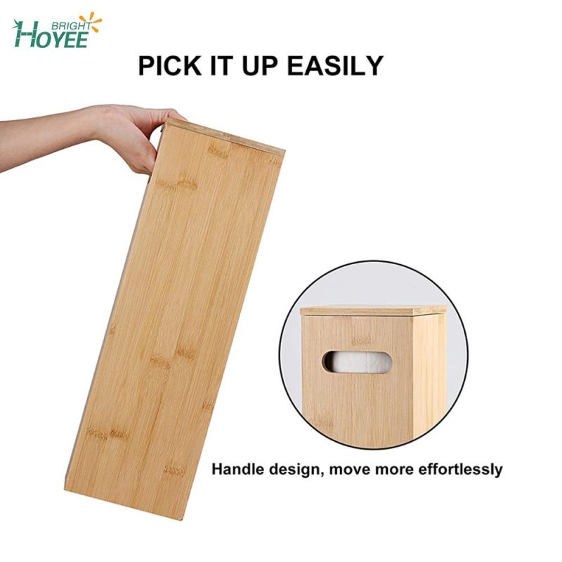 Bathroom Bamboo Toilet Paper Holder Spare Organizer