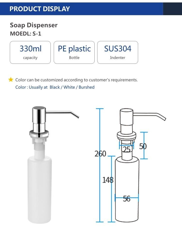 SUS304 Soap Bottle Accessories 350/500ml ABS Soap Dispenser for Bath Sink