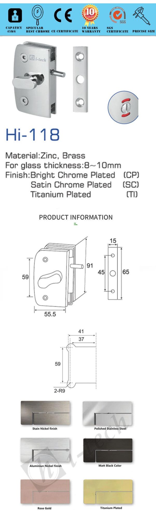 Hi-118 Hardware Stainless Steel Door Lock