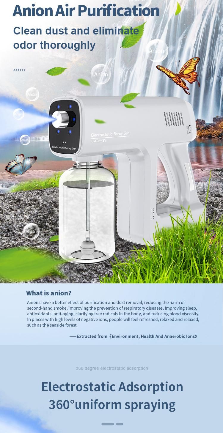 Wireless 380ml Nano Atomizer Electrostatic Spray Gun for Disinfection Spray Disinfection Gun