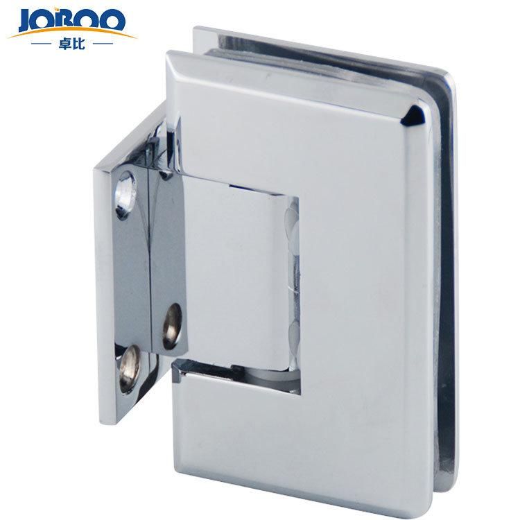 Bathroom Fittings Adjustable Wall to Glass 90 Degree Solid Brass Polish Chrome Phlishing Glass Shower Hinges Connector Joboo Zb541