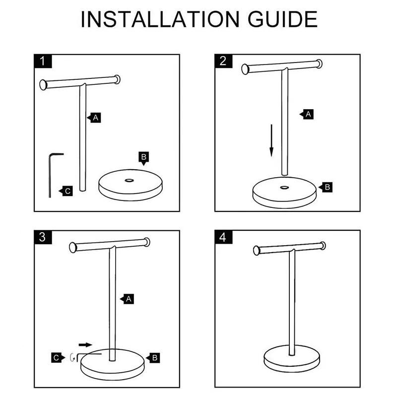 Movable Free-Standing Hand Towel Holder Bathroom Towel Hanger