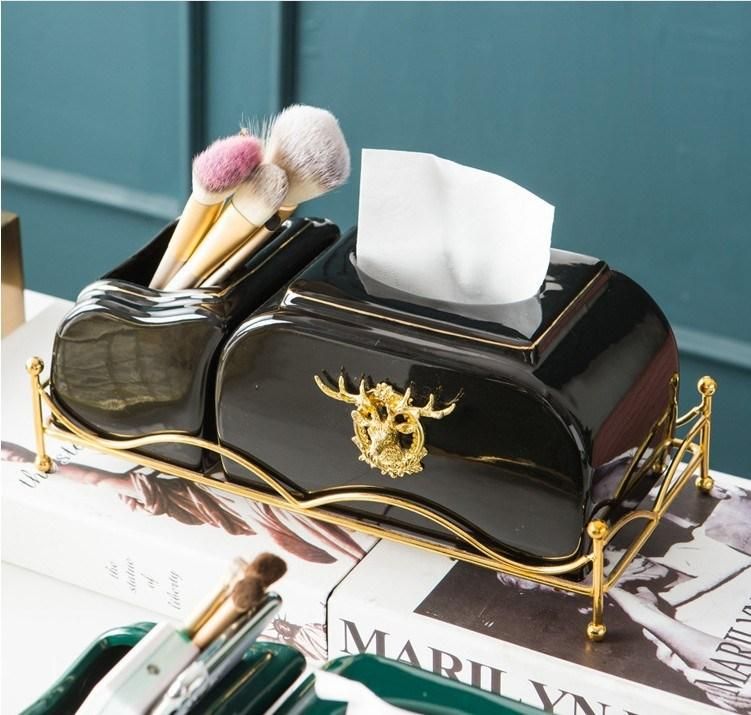 Black Ceramic Tissue Box Eramic Toothbrush Cartridge Bathroom Set Elf-Designed Tissue Box Se