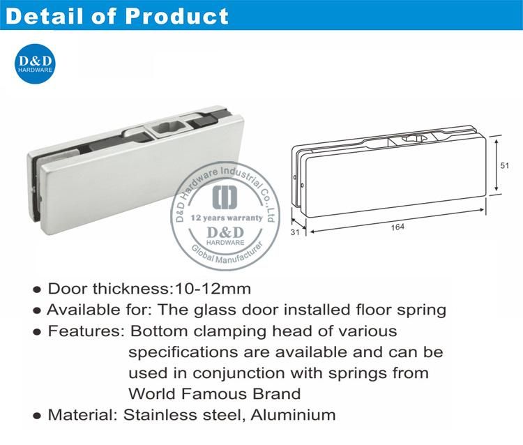 High Class Glass Door Accessories Bottom Patch Fitting in Stainless Steel