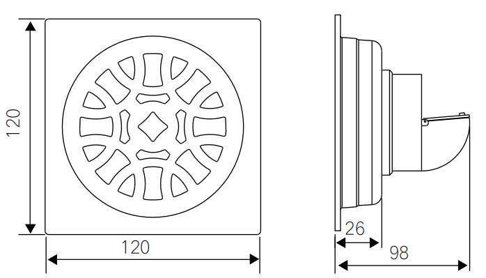 Pd-34381-3 Bathroom Accessories 120mm*120mm Stainless Steel Floor Drain