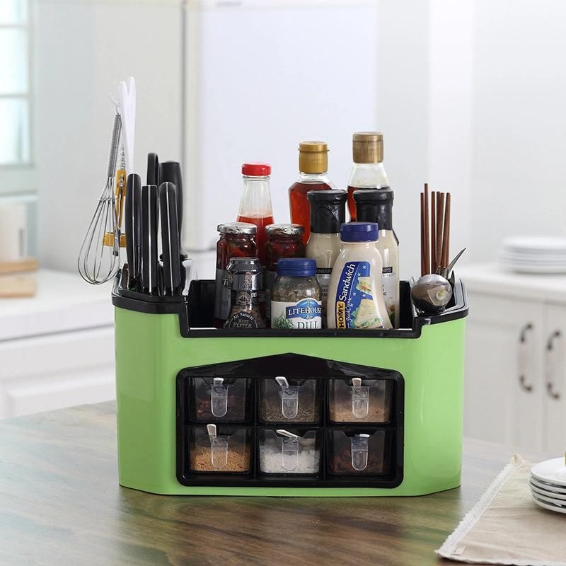 Multifunctional New Product Kitchen Storage Box Household Storage Rack Seasoning Flavor Bottle Cans Combination Knife Rack