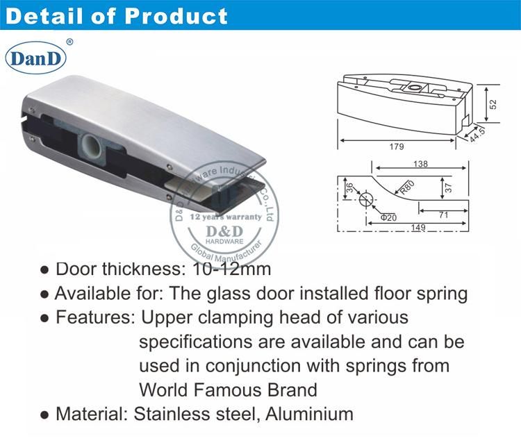 Satin Finish SS304 Cover Aluminium Glass Door Top Patch Fitting