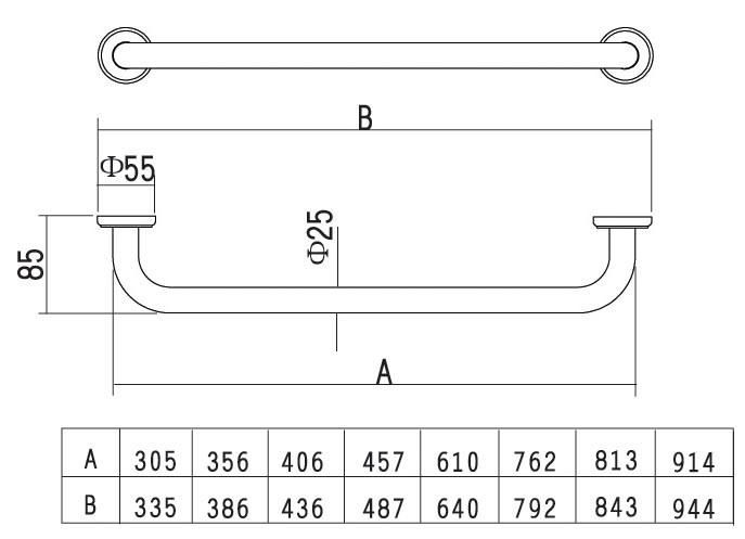 304 Stainless Steel Toilet Elderly Safety Grab Bar and Disabled Grab Bar