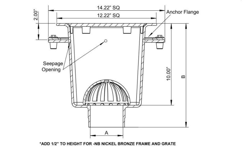 Cast Iron Square Floor Sink with Anchor Flange