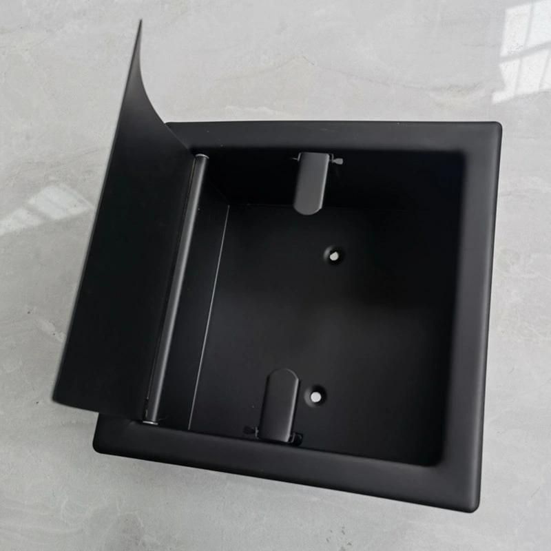 Matte Black Recessed Toilet Paper Holder with Cover 304 Stainless Steel Material for