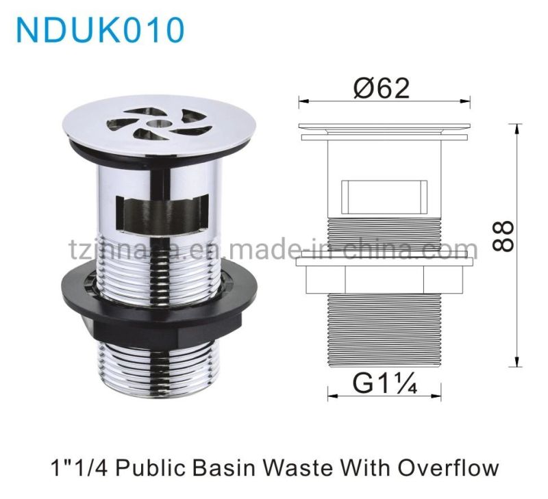 1" 1/4 Brass Plug Pop up Waste UK Design Basin Drainer (NDUK002)