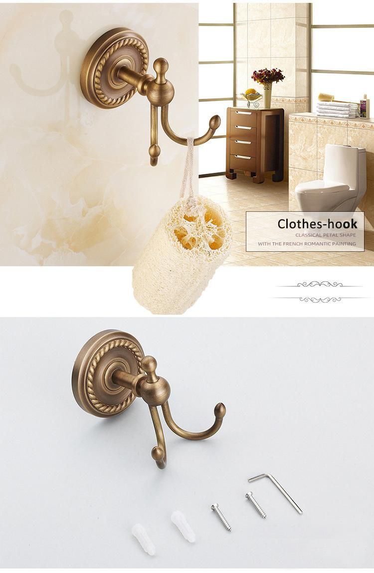 Antique Brass Wall Mounted Towel Shelf Double Tiers Towel Holder