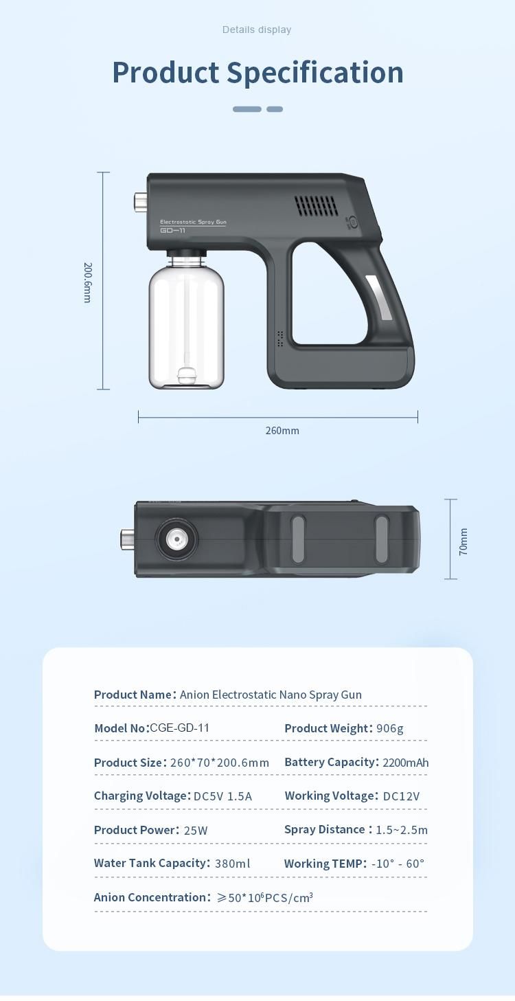 Nano Steam Gun Black Nano Steam Gun Wireless Spray Gun Disinfection Electrostatic