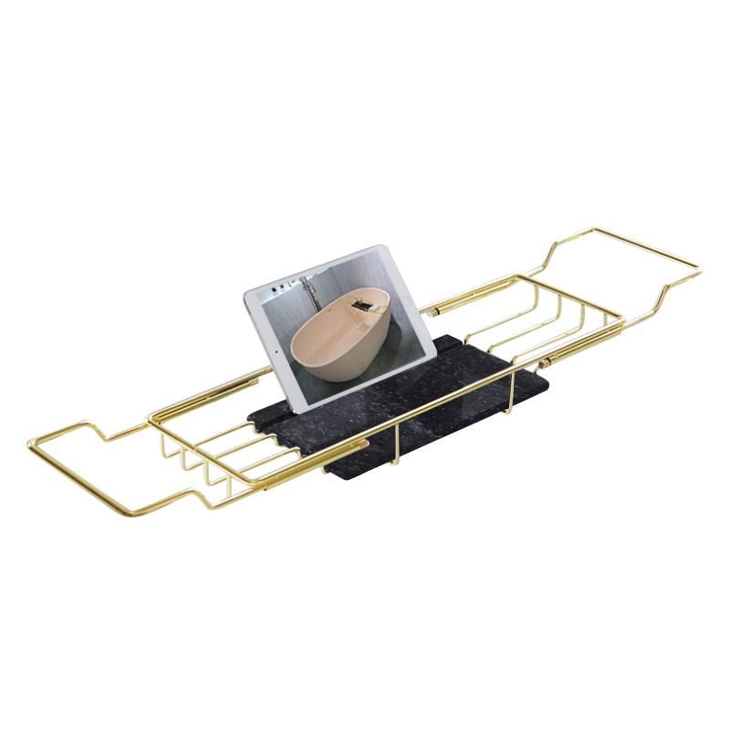 Online Popular Bathtub Caddy Stainless Steel Bathtub Tray with Extending Sides and Book Holder