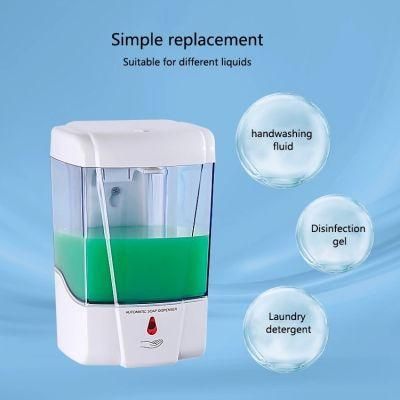 Automatic Kitchen Liquid Gel 700ml Refillable Hotel Bathroom Toilet Commercial Shower Soap Sanitizer Dispenser