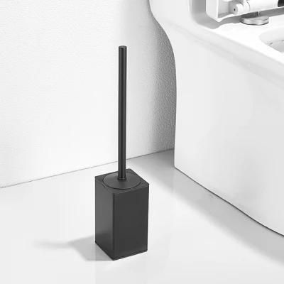 Quality SUS304 Floor Stand Luxury Squae Design Toilet Brush Holder (NC9896-MB)
