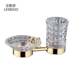 Gold Plated Single Soap Dish and Tumbler Holder