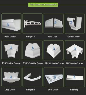 PVC Rain Gutter for Building&prime;s Roofing Rainwater Drainage System/ Villa Roof Extrusion PVC Rain Gutter