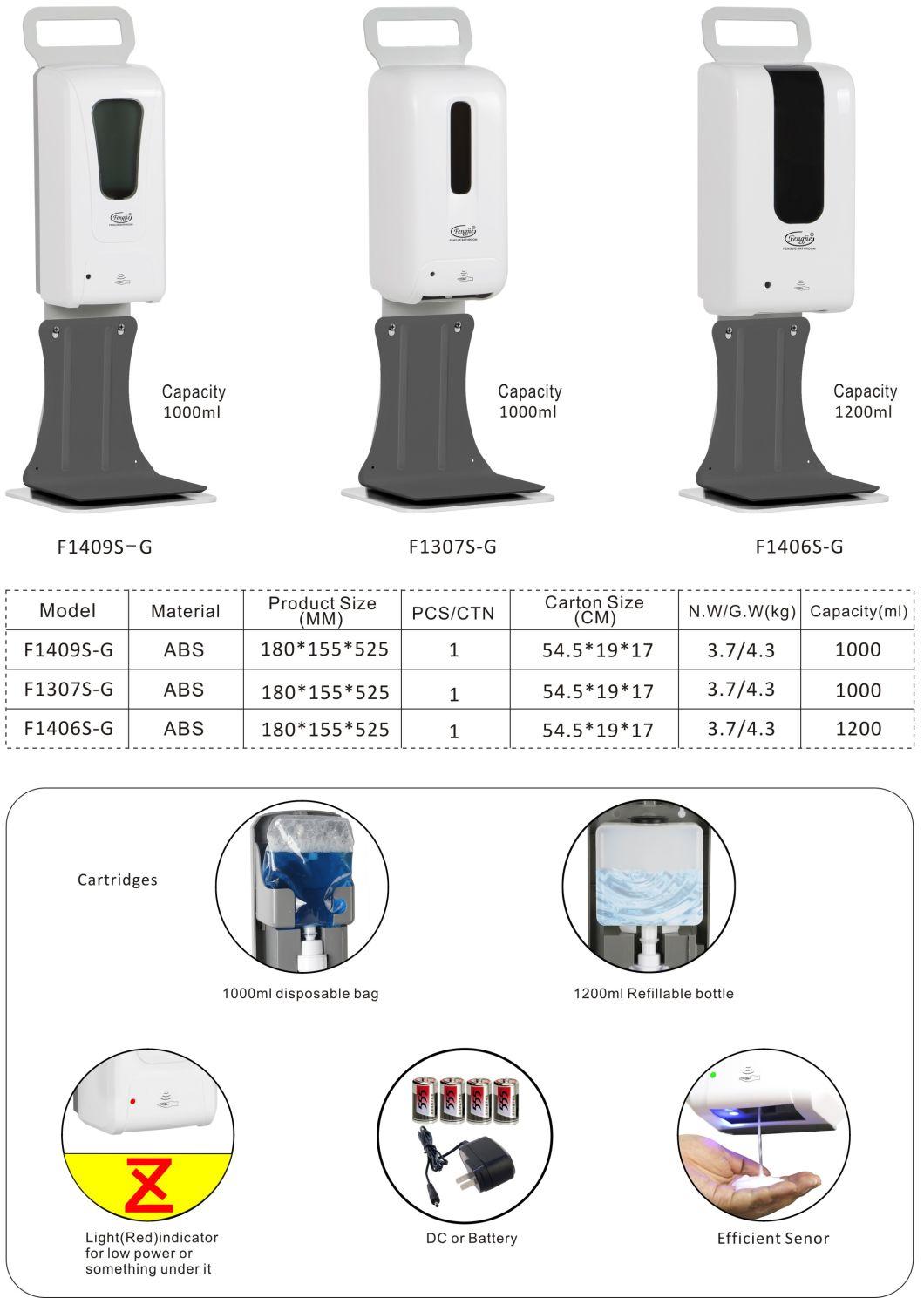 Hot Selling Touchless 1000/1200 Ml Factory Supply Alcohol Hand Sanitizer Dispenser