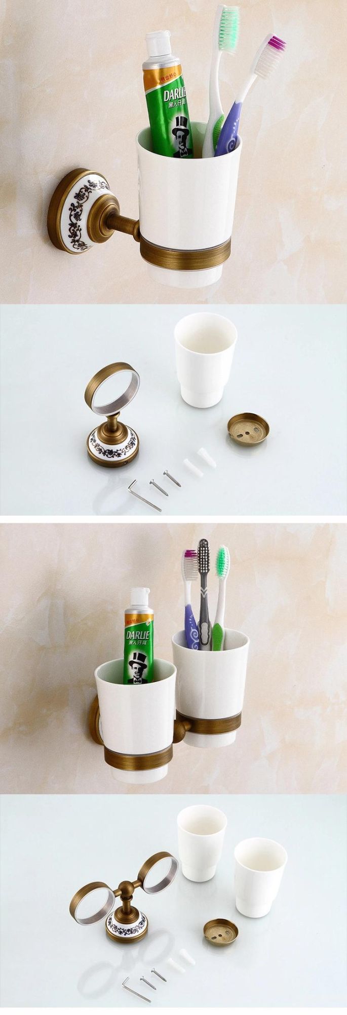 European Vintage Hotel Bathroom Towel Rack Set Elegant Wall Antique Brass Towel Rack