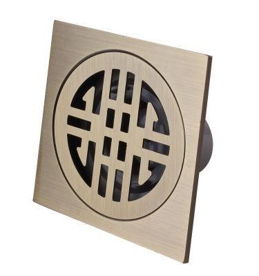 Antique Bathroom Hotel Shower Square Brass Floor Drain with Removable Strainer