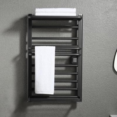 Kaiiy 260W Modern Black Color Wall Mounted Electric Heating Towel Warmer Rack for Bathroom