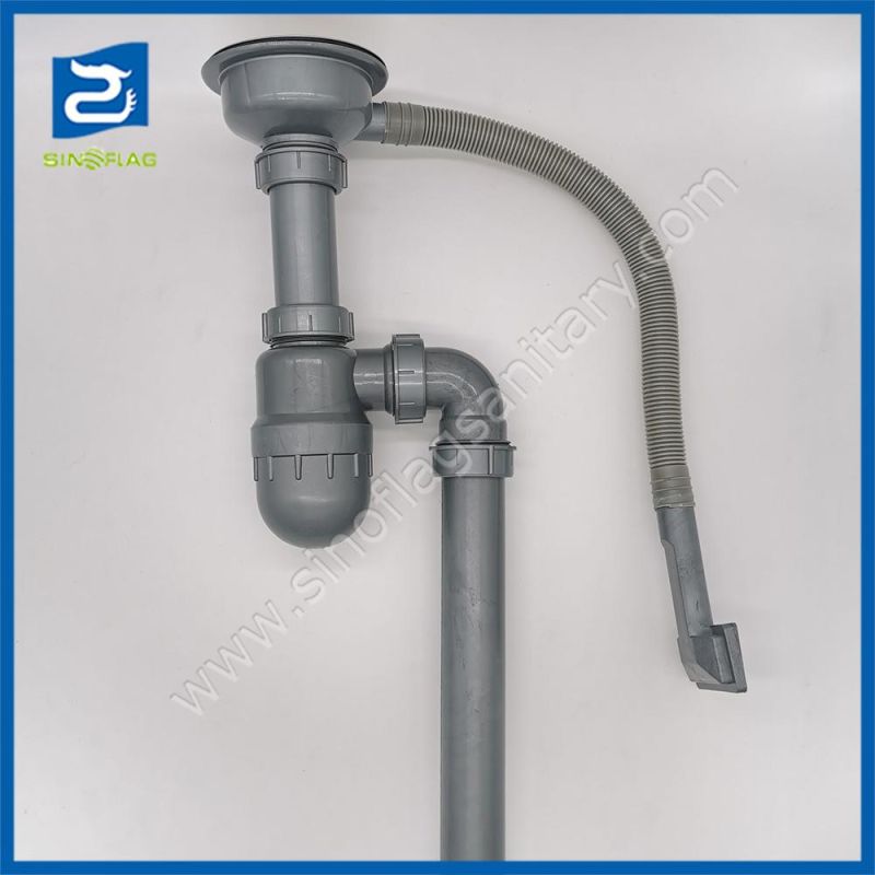 113mm Stainless Drainer Pipe Sink Strainer with Elbow Outlet Pipe