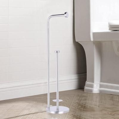 Free Standing Bathroom Toilet Paper Holder Stand with Reserve Silver Stainless Steel