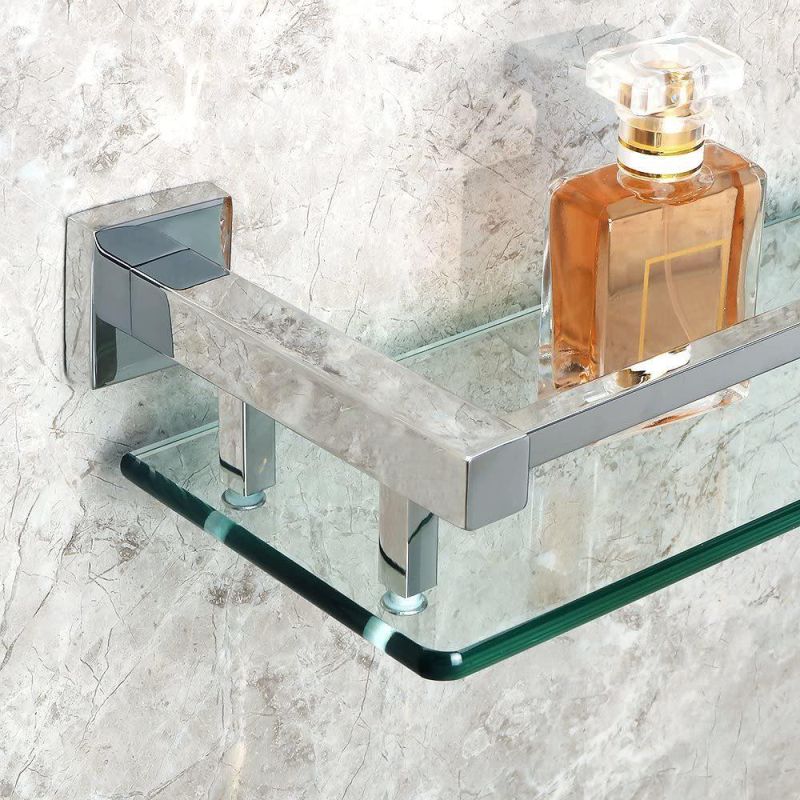 Tempered Glass Bathroom Shelf Wall Mounted Shower Storage