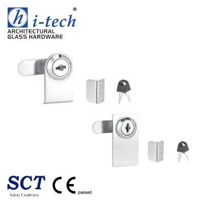 Display Cabinet Glass Door Lock with Key Zinc Alloy and Stainless Steel