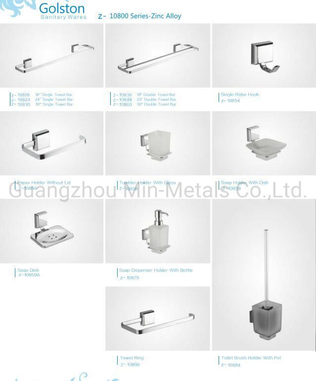 Zinc Square Design Bathroom Acceossories Set Hook/Holder/Bar Sanitary Wares Z-10800