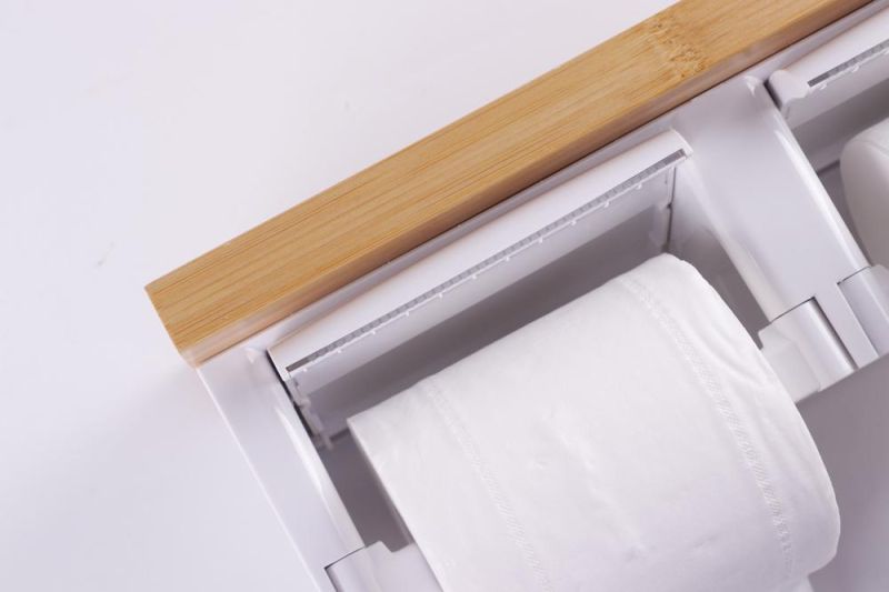 EU Standard New Bamboo Roll Paper Holder Bathroom Double Bathroom Tissue Holder Toilet Paper Holder