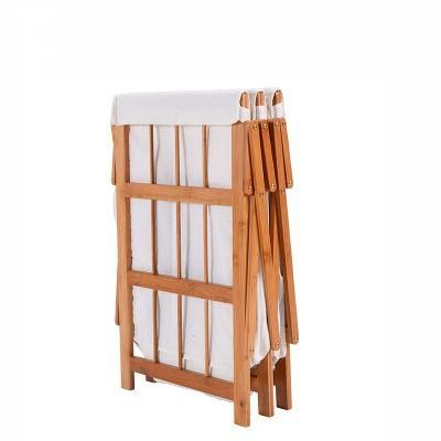 Bamboo Wood Laundry Hamper Sorter Cart, Portable and Collapsible Folding Clothes Basket Storage with Removable