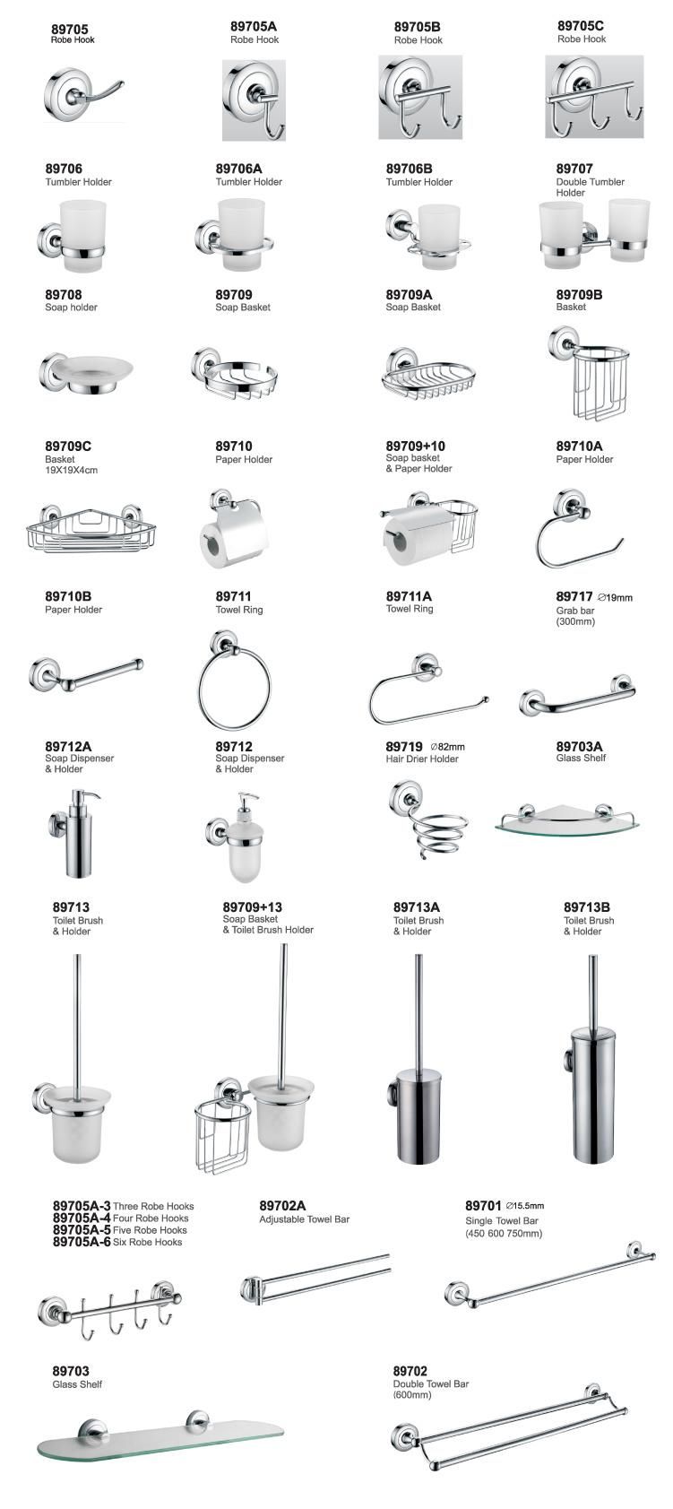 European Luxury Bathroom Accessories with Metal Base Shower Shower Accessories Bathroom Paper Holder Hair Drier Holder Bathroom Accessories Set 6 Piece