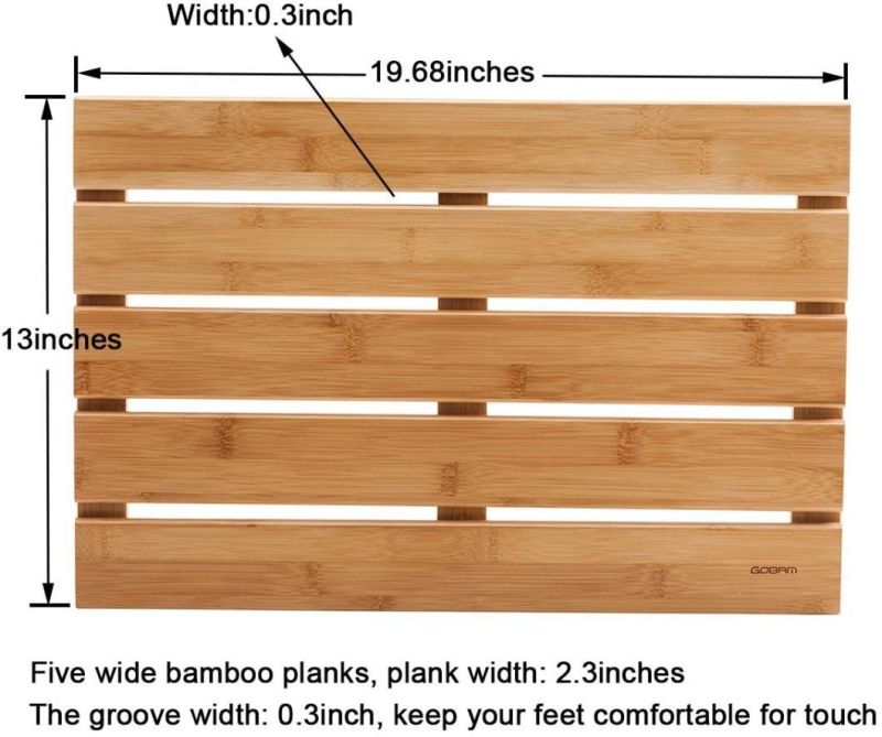 Shower Mat Bath Mat for SPA Relaxation, Bathroom Rugs, Non-Slip for Indoor or Outdoor, Bamboo (19.7 X 13 X 1.3 inches)