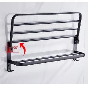 Wall Mounted Folding Black Bathroom Towel Shelf 304 Stainless Steel