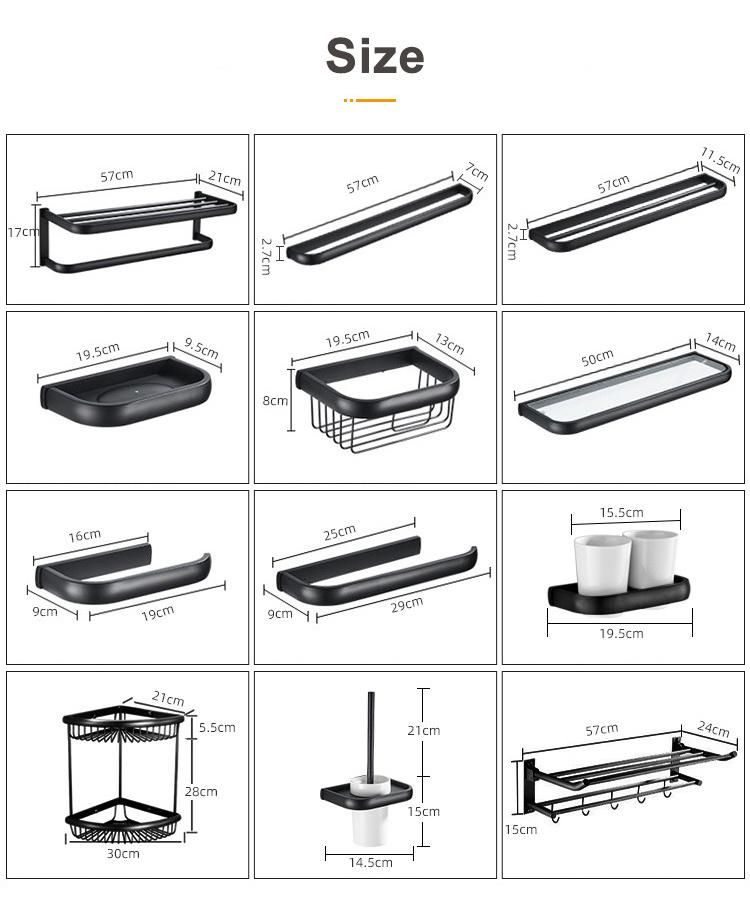 Hotel Matte Black Bathroom Modern European Wall Mounted Brass Hotel Towel Rack