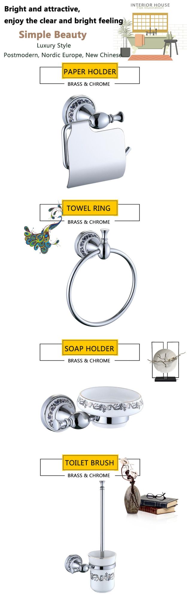 Silver Towel Ring Bathroom Accessory Brass Bathroom Set