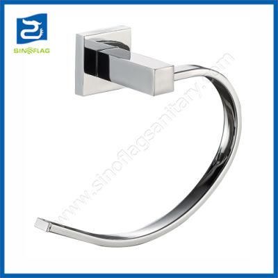 Square Shape Zinc Chrome Modern Bathroom Towel Ring