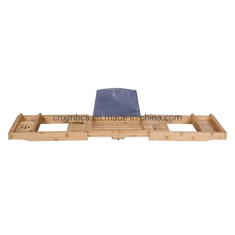 Luxury Expandable & Foldable Bamboo Bathtub Caddy Tray Black/Gray Wholesale