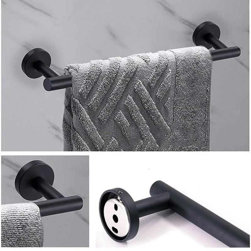 304 Stainless Steel Brushed Round Seat Clothes Hook American Black New Towel Rack Set Toilet Paper Rack