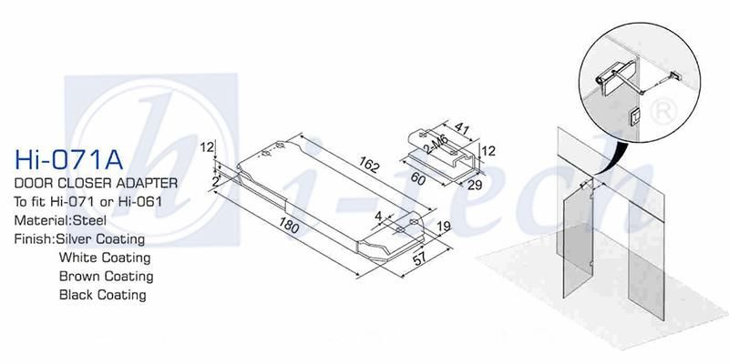 Hi-071A Adjustable Automatic Aluminium Door Closer Overhead Metal Door Closers Adapter