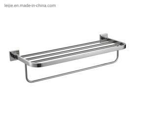 Chrome Simple Design Wall Mounted Square Double Towel Bar